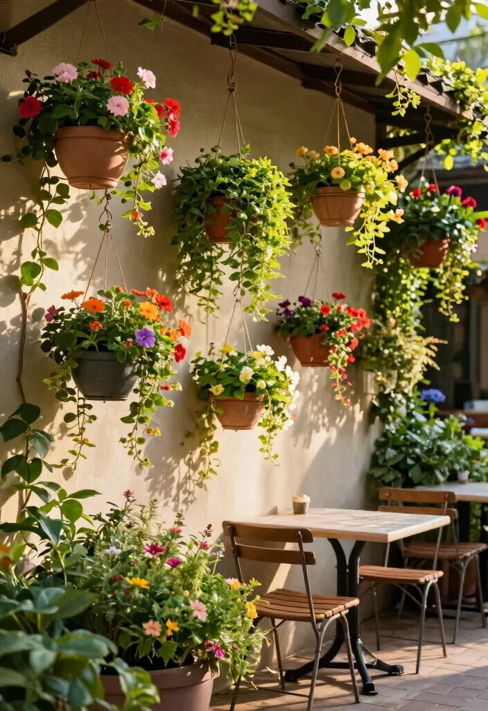 17 Terrace Wall Decor Ideas That Transform Outdoor Spaces - 4. Hanging Planters 1