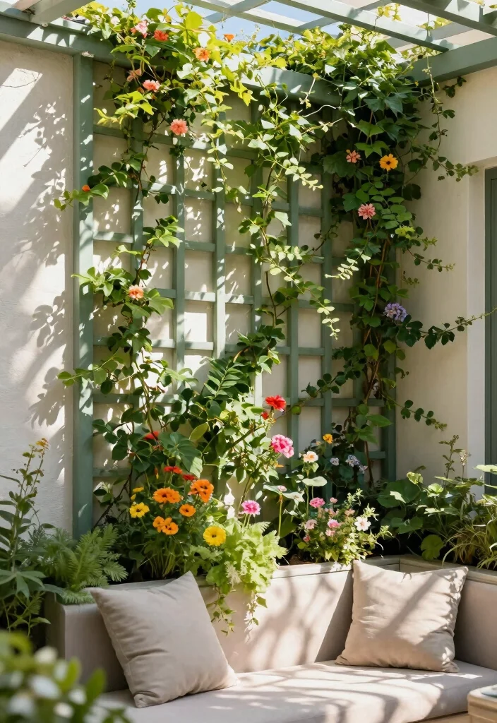 17 Terrace Wall Decor Ideas That Transform Outdoor Spaces - 5. Vertical Trellises 1
