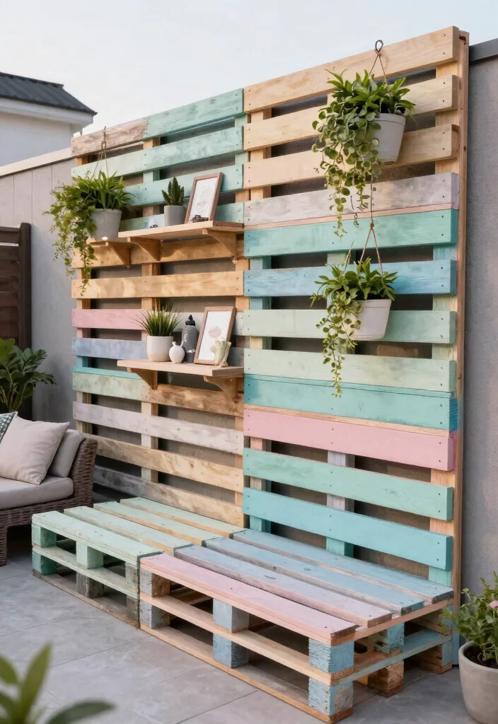 17 Terrace Wall Decor Ideas That Transform Outdoor Spaces - 7. DIY Wooden Pallet Wall 1