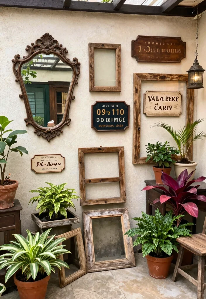 17 Terrace Wall Decor Ideas That Transform Outdoor Spaces - 9. Vintage Decor Accents 1