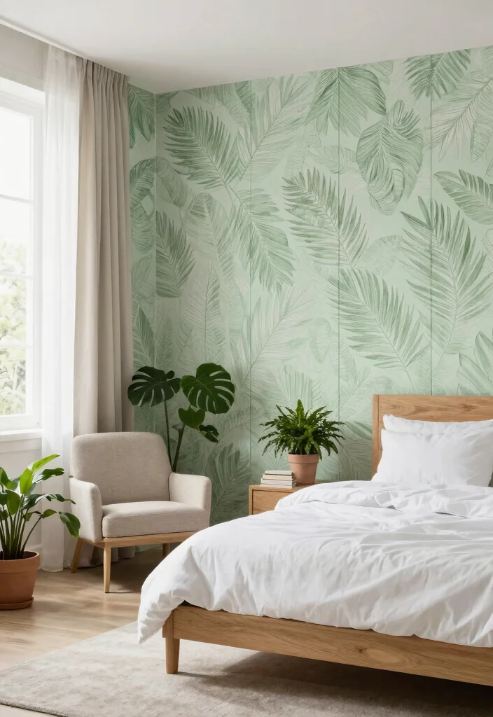 17 Wall Panels With Wallpaper Ideas That Elevate Interiors - 1. Nature-Inspired Retreat 1