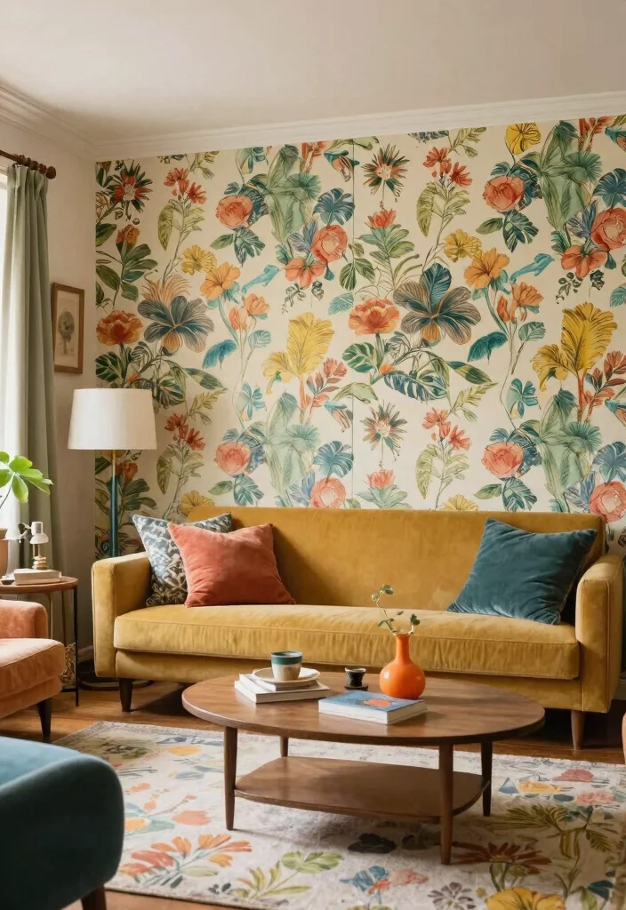 17 Wall Panels With Wallpaper Ideas That Elevate Interiors - 11. Retro Vibes with Vintage Wallpaper 1