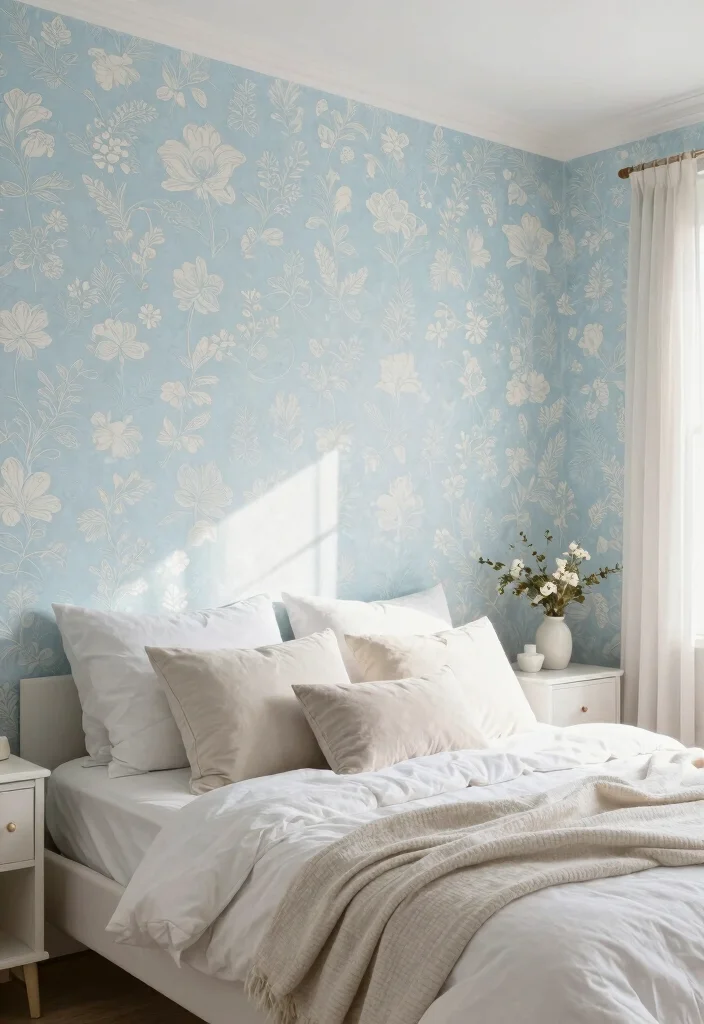 17 Wall Panels With Wallpaper Ideas That Elevate Interiors - 12. Calming Pastels for a Relaxed Atmosphere 1