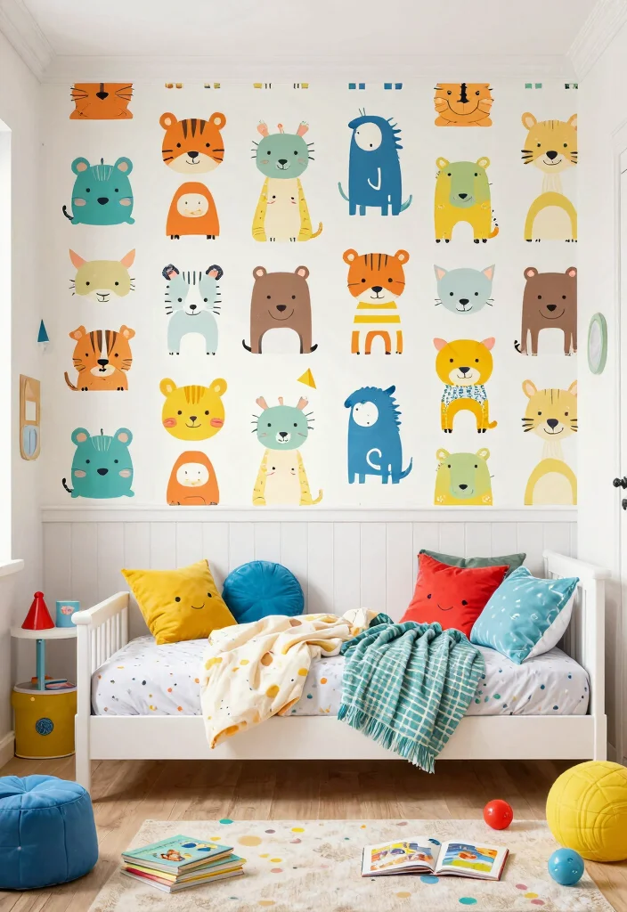 17 Wall Panels With Wallpaper Ideas That Elevate Interiors - 13. Whimsical Designs for Kids' Rooms 1