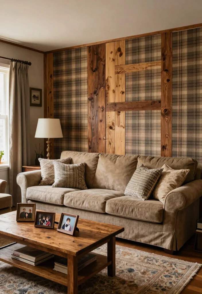 17 Wall Panels With Wallpaper Ideas That Elevate Interiors - 8. Repurposed Wood Panels with Rustic Wallpaper 1