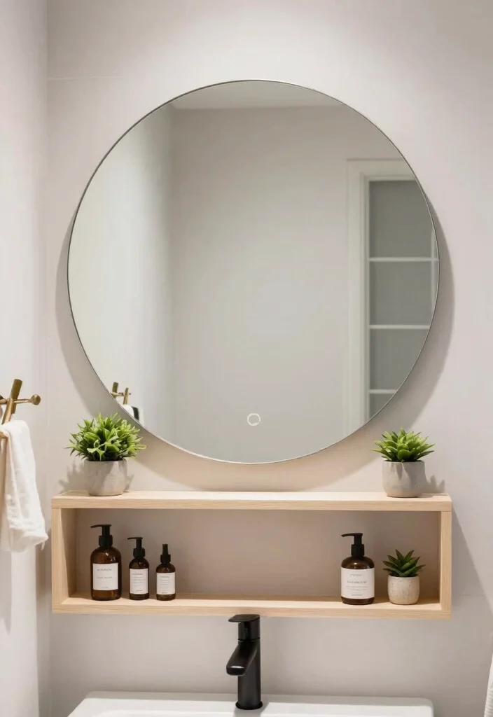 18 Bathroom With Round Mirror Ideas That Feel Soft & Modern - 14. Smart Storage Solutions 1