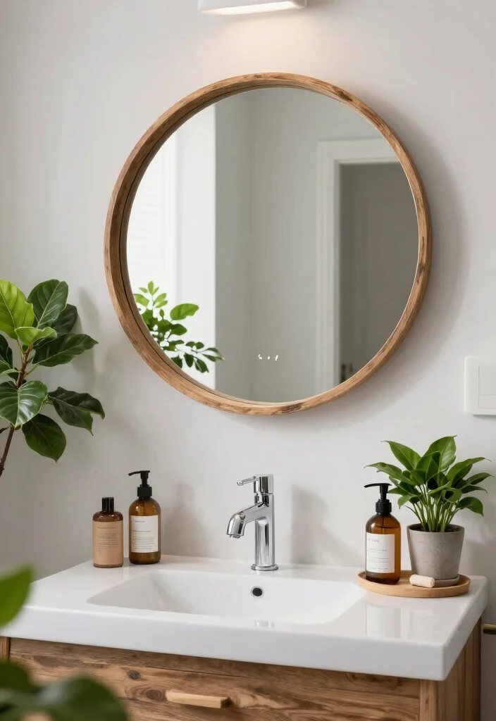 18 Bathroom With Round Mirror Ideas That Feel Soft & Modern - 17. Eco-Friendly Features 1