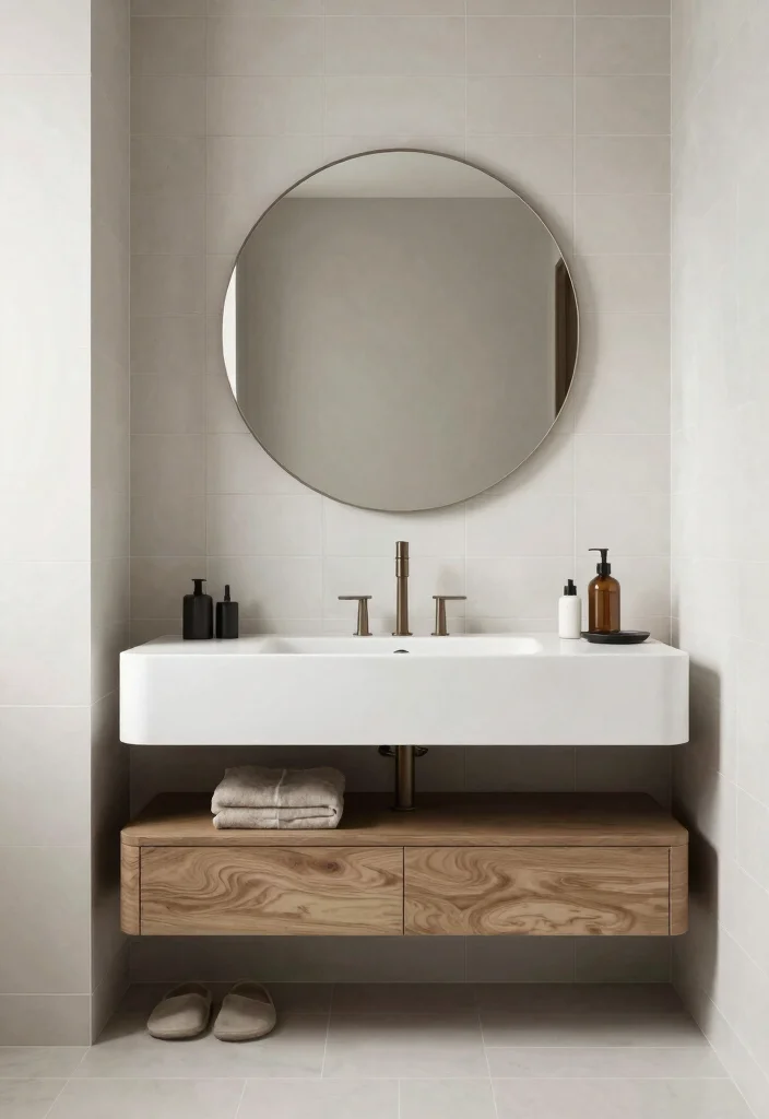 18 Bathroom With Round Mirror Ideas That Feel Soft & Modern - 18. Harmony of Shapes 1