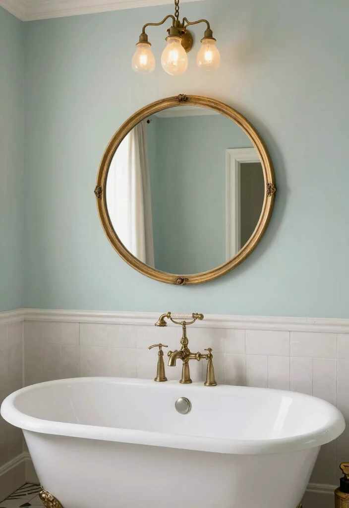 18 Bathroom With Round Mirror Ideas That Feel Soft & Modern - 2. Vintage Elegance with Circular Mirrors 1