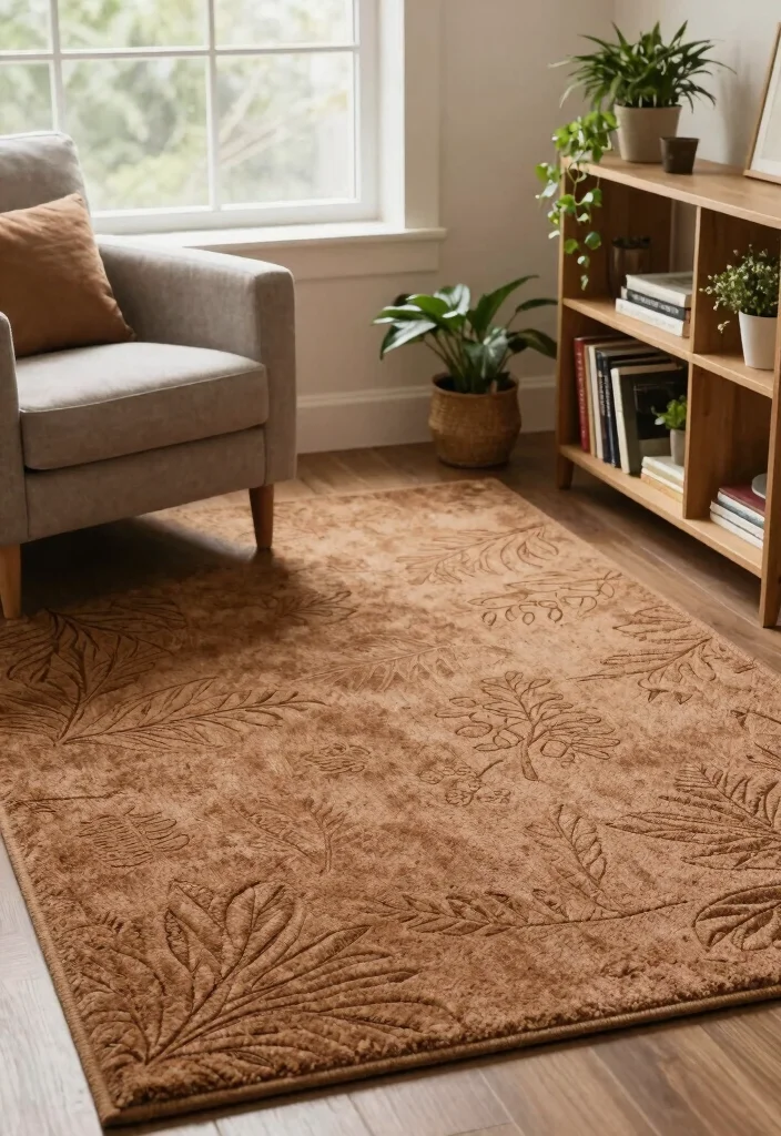 18 Brown Carpet Texture Ideas With Warm Earthy Tones 10 18 Brown Carpet Texture Ideas With Warm Earthy Tones - 9. Nature-Inspired Motifs for a Calming Effect 1