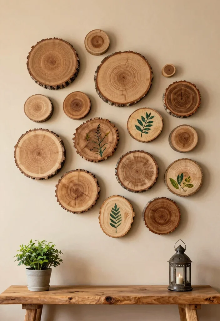 18 Tree Wall Art Ideas With Nature Inspired Beauty - 1. Rustic Wood Slice Art 1