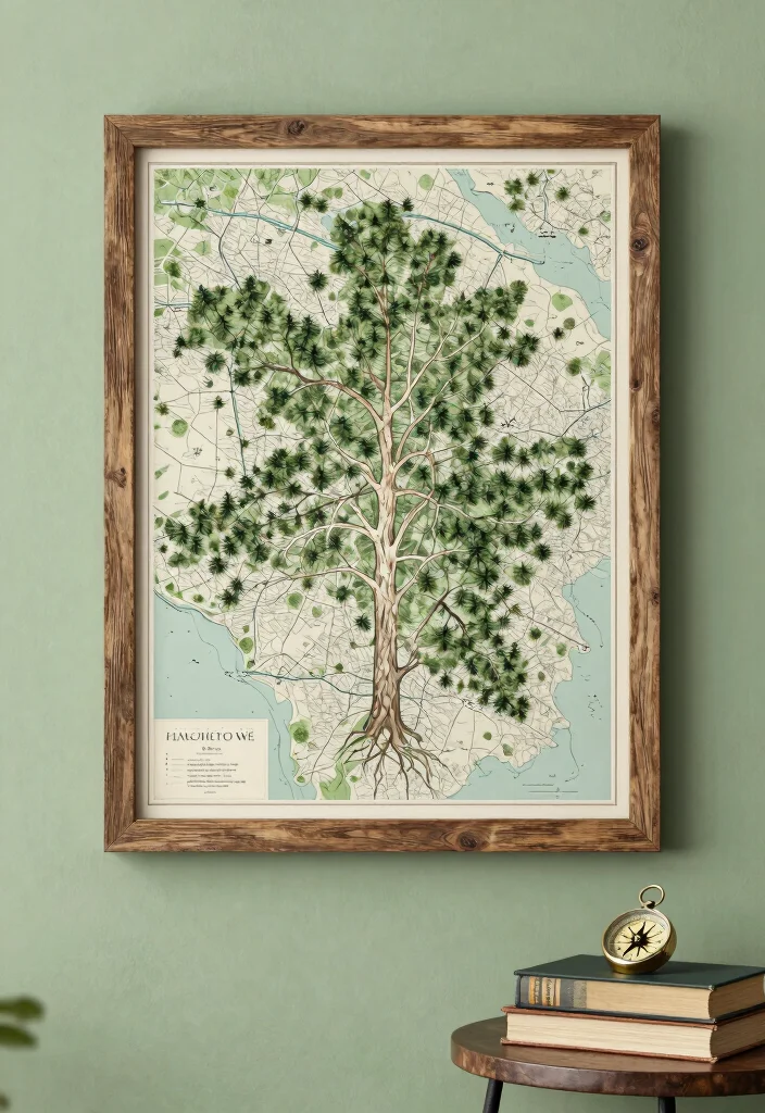 18 Tree Wall Art Ideas With Nature Inspired Beauty - 10. Tree Map Art 1