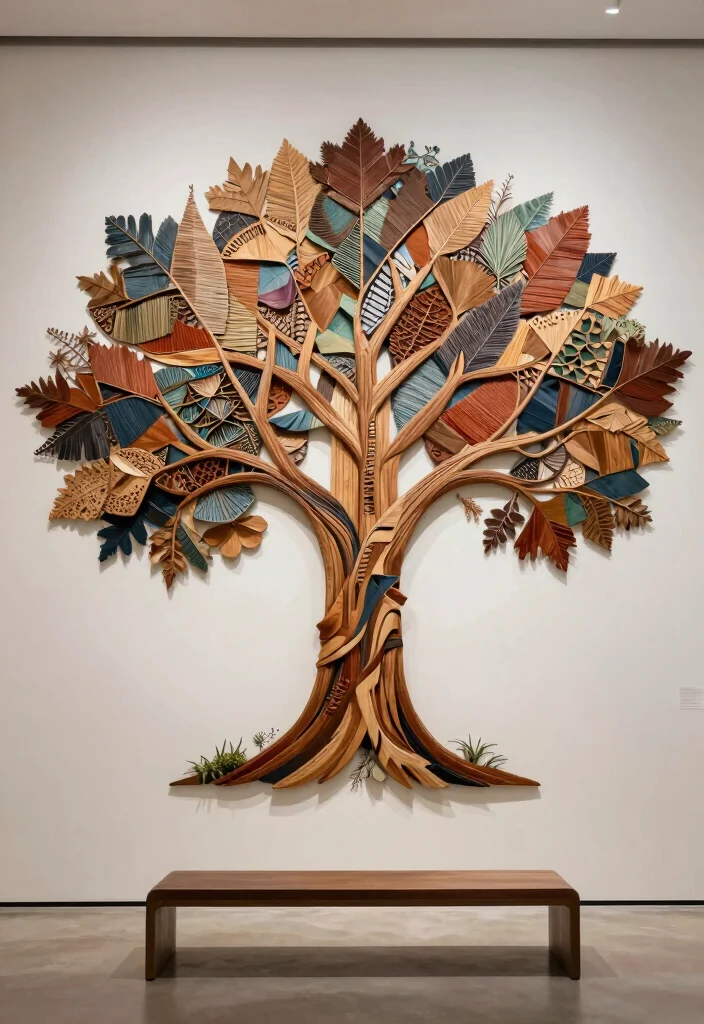 18 Tree Wall Art Ideas With Nature Inspired Beauty - 18. Tree Art Installation 1