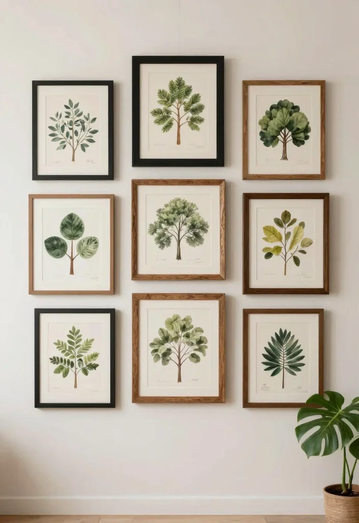 18 Tree Wall Art Ideas With Nature Inspired Beauty - 2. Framed Botanical Prints 1