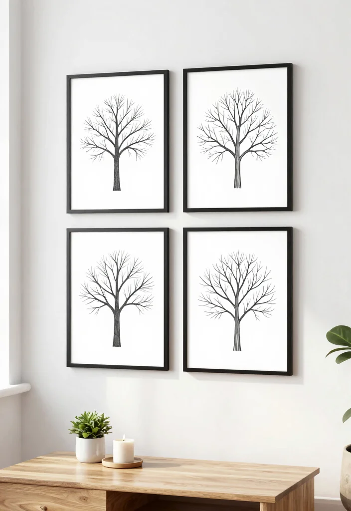 18 Tree Wall Art Ideas With Nature Inspired Beauty - 4. Minimalist Line Art Trees 1