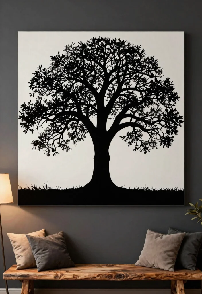 18 Tree Wall Art Ideas With Nature Inspired Beauty - 5. Tree Silhouette Art 1