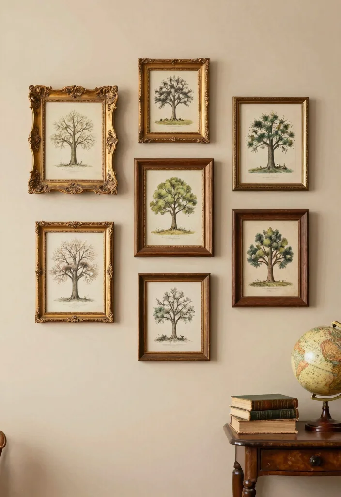 18 Tree Wall Art Ideas With Nature Inspired Beauty - 7. Vintage Tree Illustrations 1