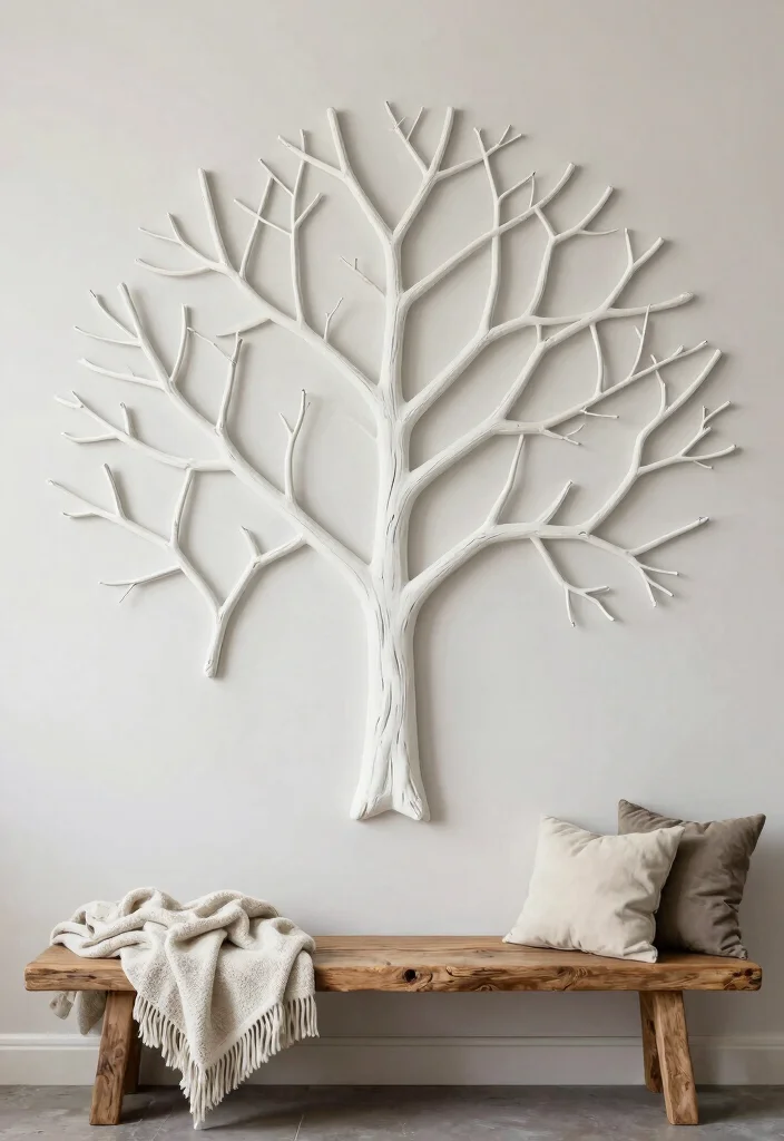 18 Tree Wall Art Ideas With Nature Inspired Beauty - 9. Tree Branch Wall Art 1